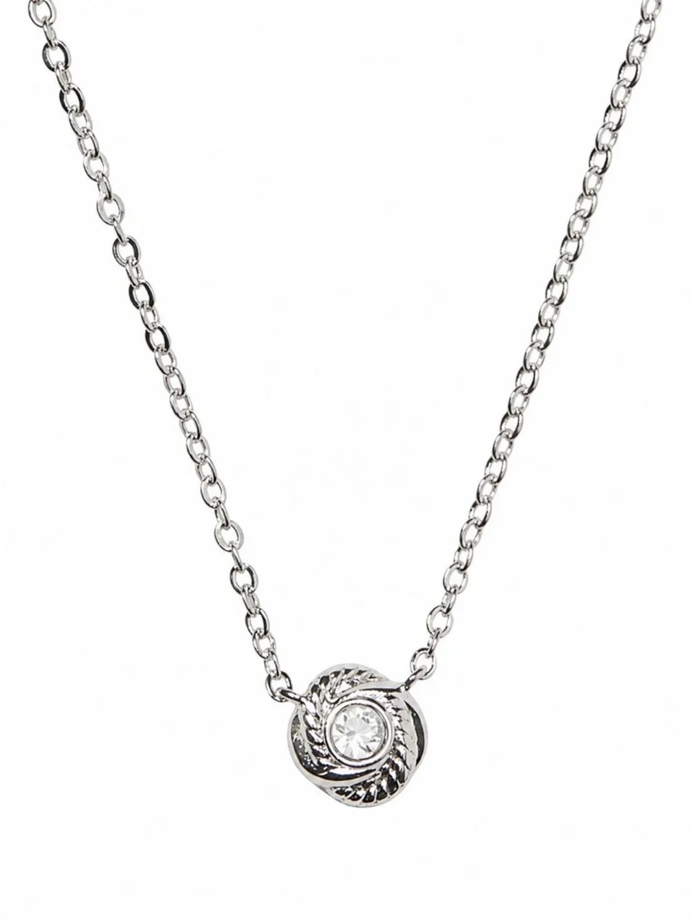 Kate Spade Infinity Knot Mini Pendant Necklace Silver Crystal NWT 17”